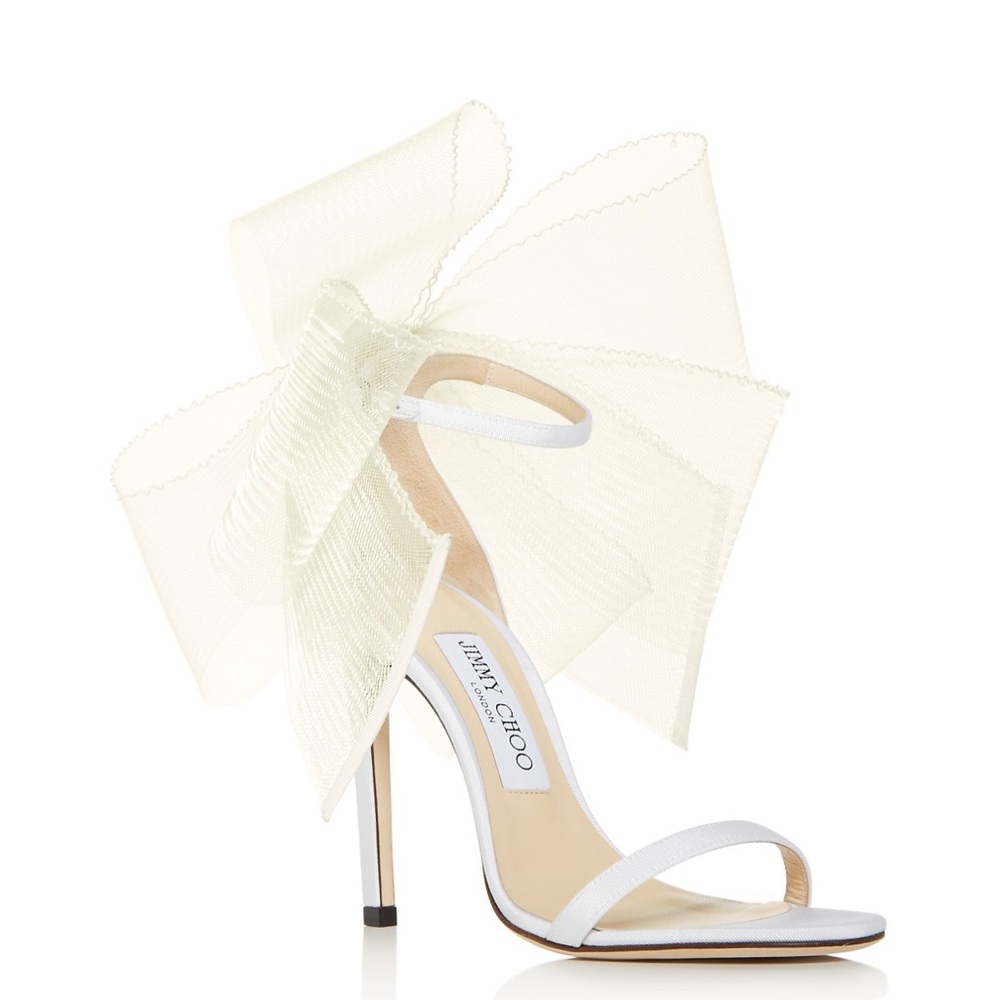 Jimmy Choo Women’s Aveline White Bow Heels